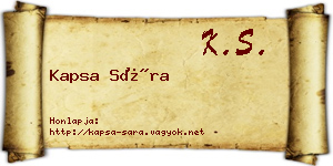 Kapsa Sára névjegykártya